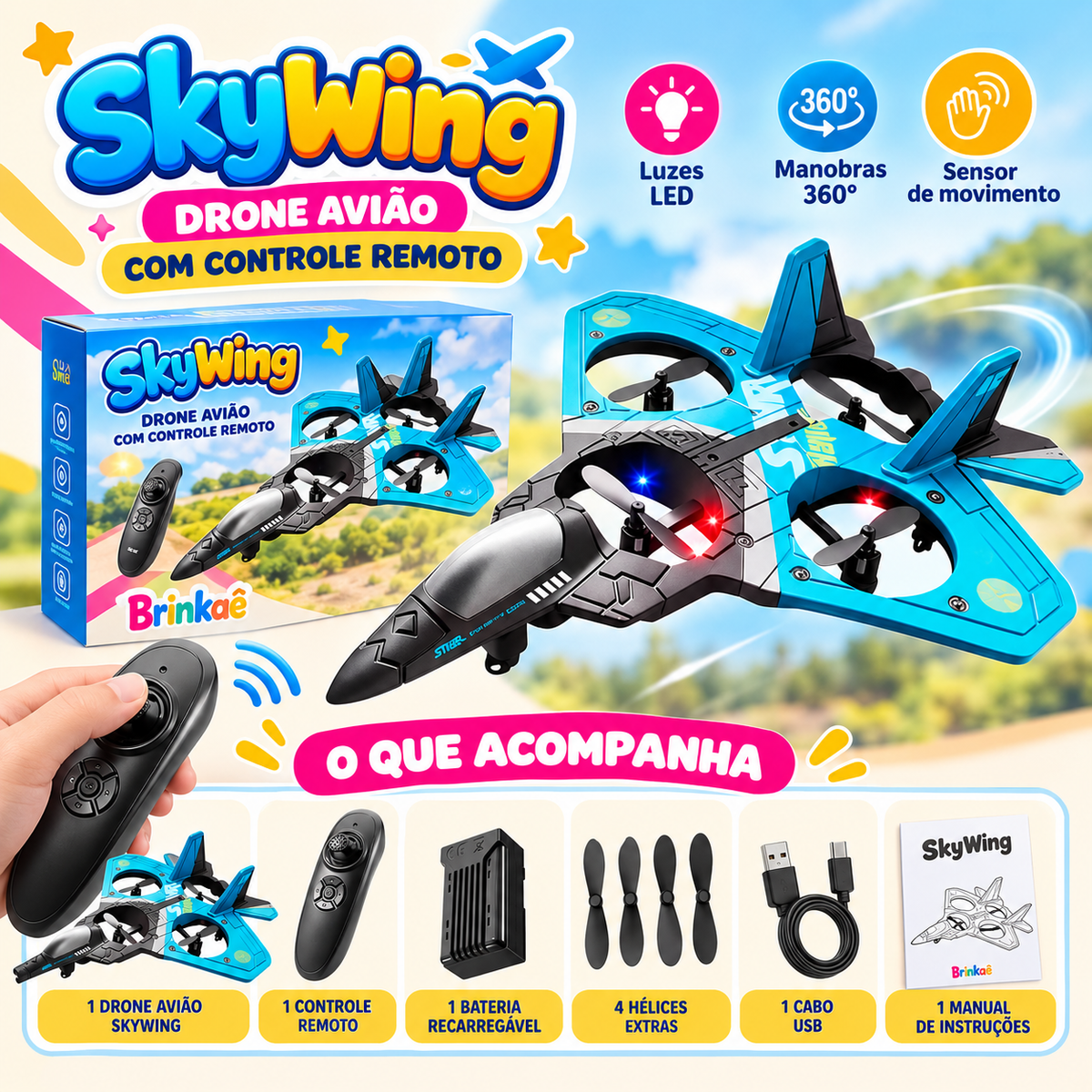 SkyWing — Drone Avião Com Controle Remoto