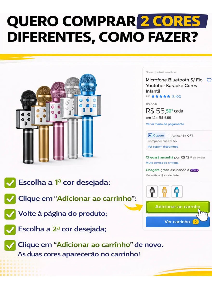 KARAOKE KIDS – MICROFONE BLUETOOTH INFANTIL - Creative Brinquedos