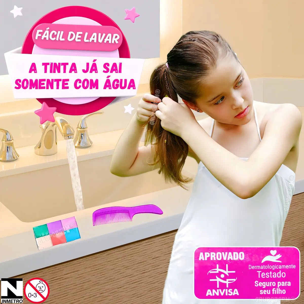 HAIR STYLE KIDS – KIT CABELO COLORIDO - Creative Brinquedos
