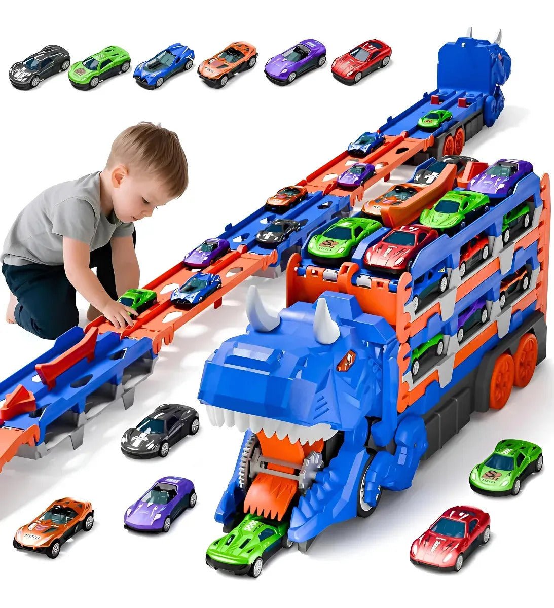 Caminhão Super Dino – 18 Carrinhos de Metal - Creative Brinquedos
