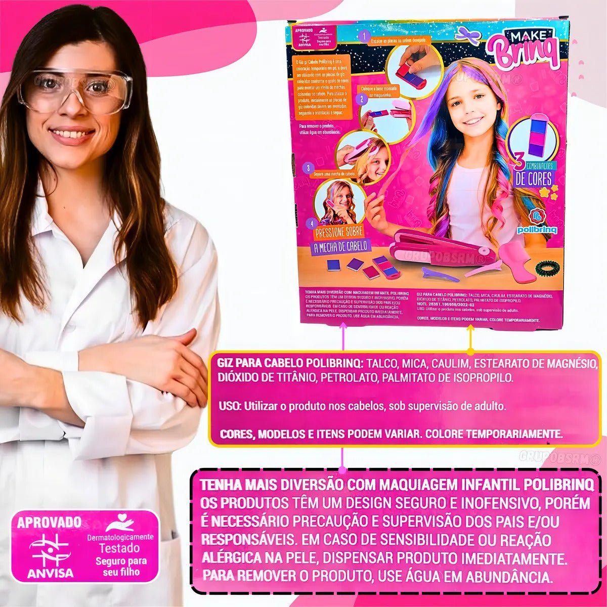 HAIR STYLE KIDS – KIT CABELO COLORIDO - Creative Brinquedos