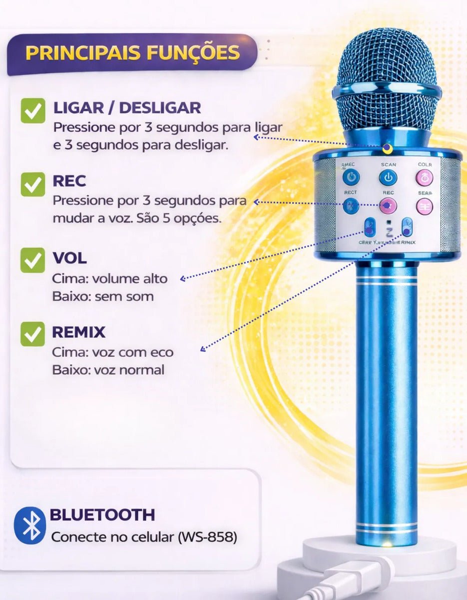 KARAOKE KIDS – MICROFONE BLUETOOTH INFANTIL - Creative Brinquedos