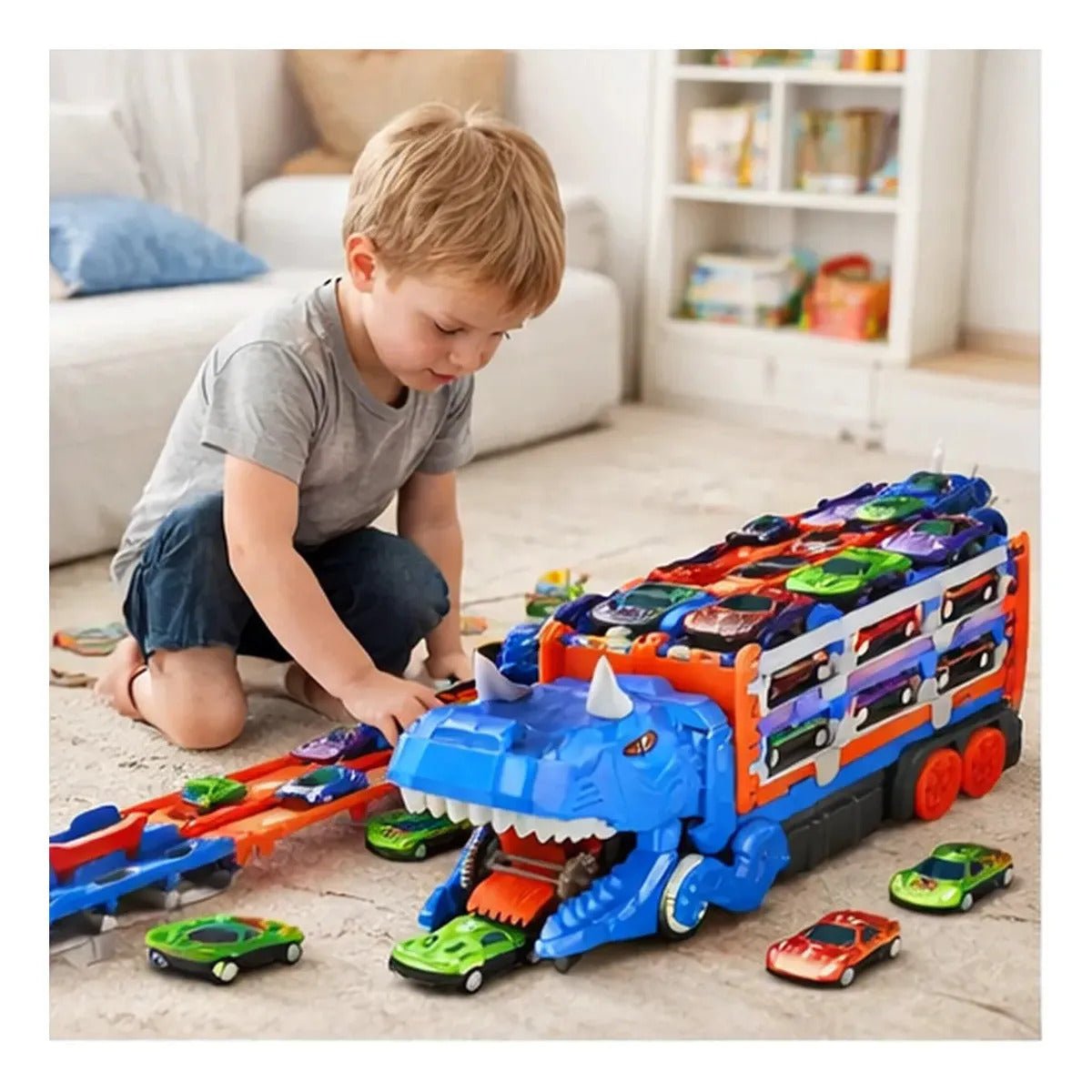 Caminhão Super Dino – 18 Carrinhos de Metal - Creative Brinquedos