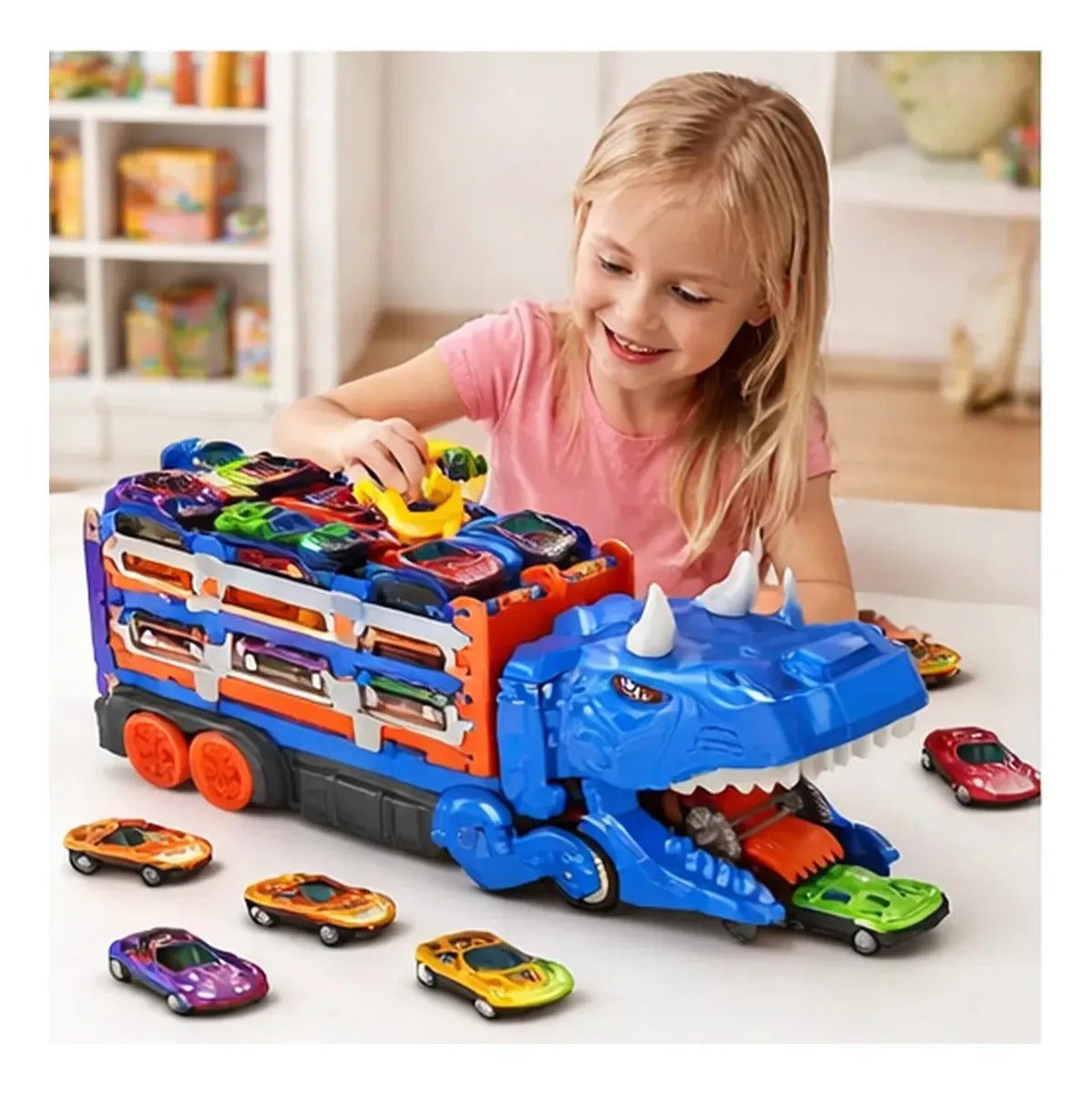 Caminhão Super Dino – 18 Carrinhos de Metal - Creative Brinquedos