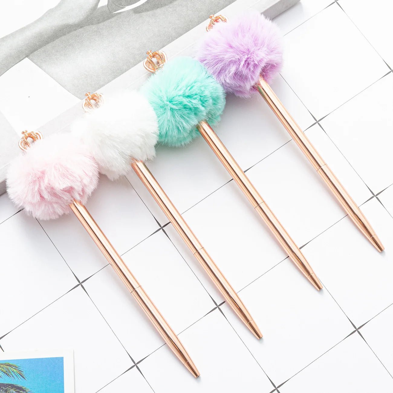 6 peças caneta luxo pompom - Creative Brinquedos