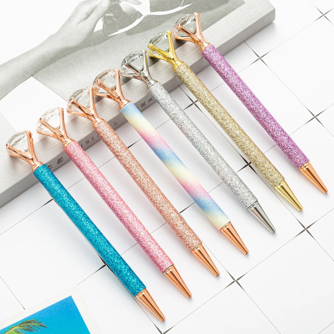6 peças caneta luxo diamante glitter - Creative Brinquedos
