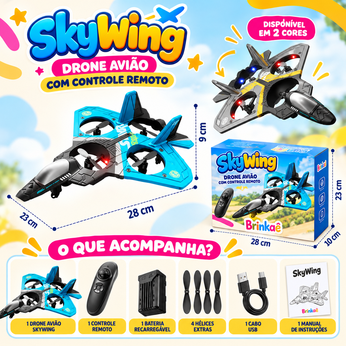 SkyWing — Drone Avião Com Controle Remoto
