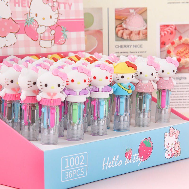 6 canetas mini 4 cores Sanrio - Creative Brinquedos