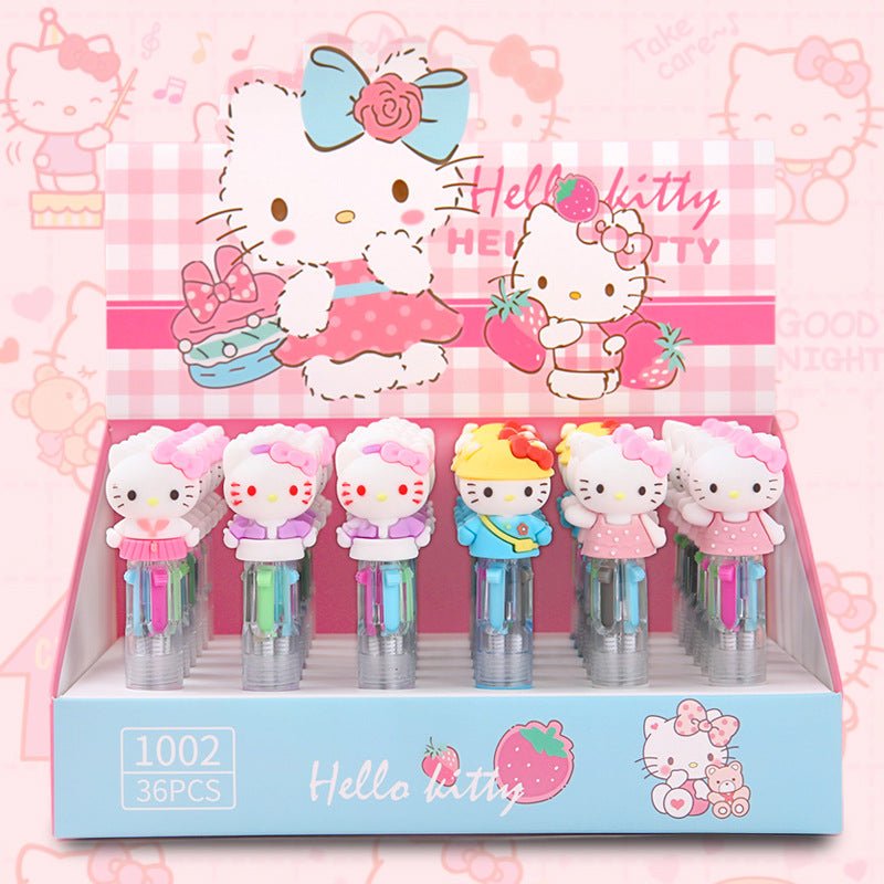 6 canetas mini 4 cores Sanrio - Creative Brinquedos