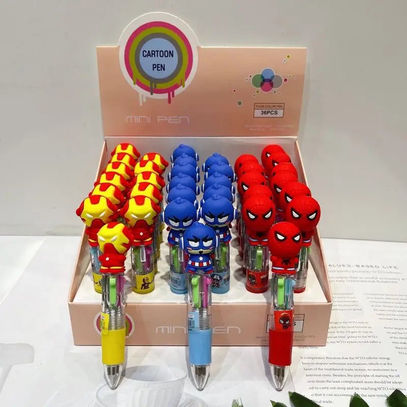 36 peças caneta mini heróis 4 cores - Creative Brinquedos