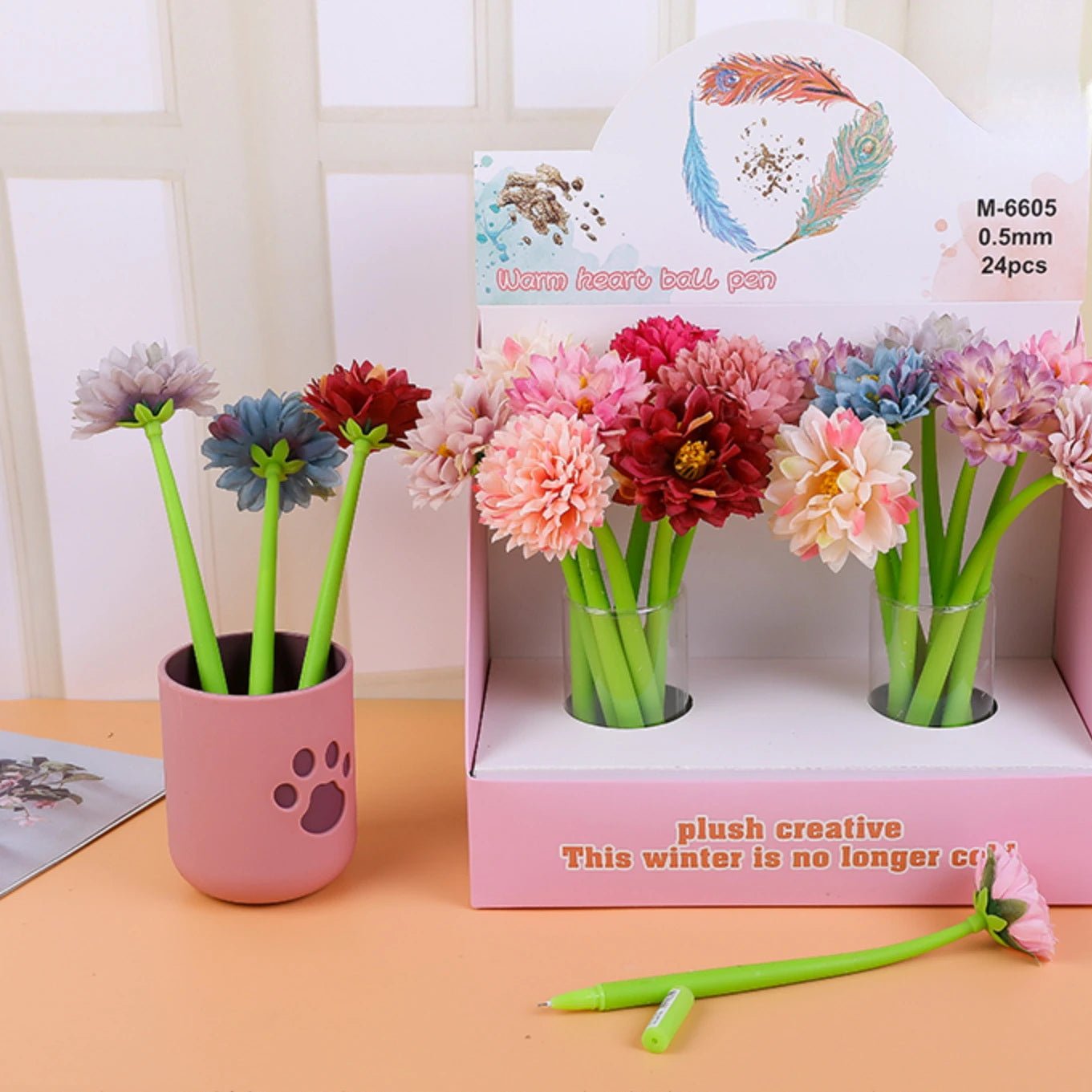 24 peças caneta flor - Creative Brinquedos