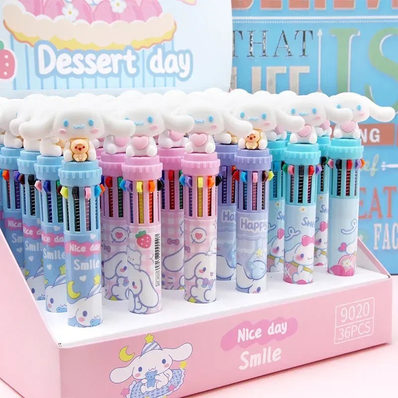 18/36 peças caneta 10 cores Cinnamoroll Sanrio - Creative Brinquedos