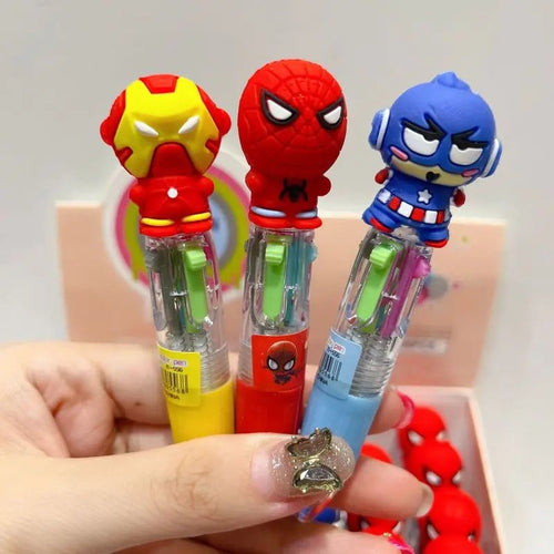36 peças caneta mini heróis 4 cores - Creative Brinquedos