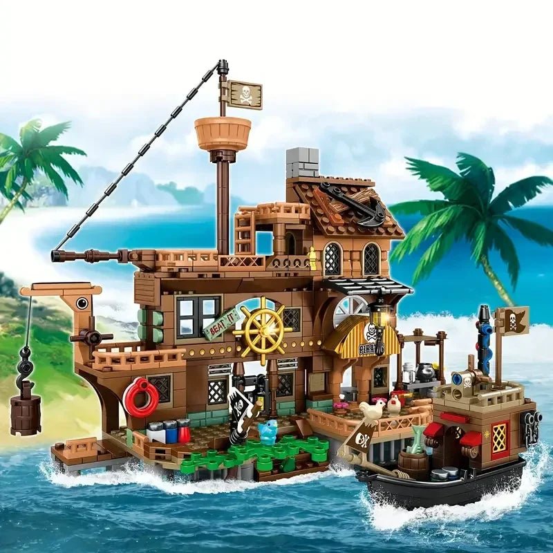 Pirate Builder Kids – Ilha e Navio de Montar - Creative Brinquedos